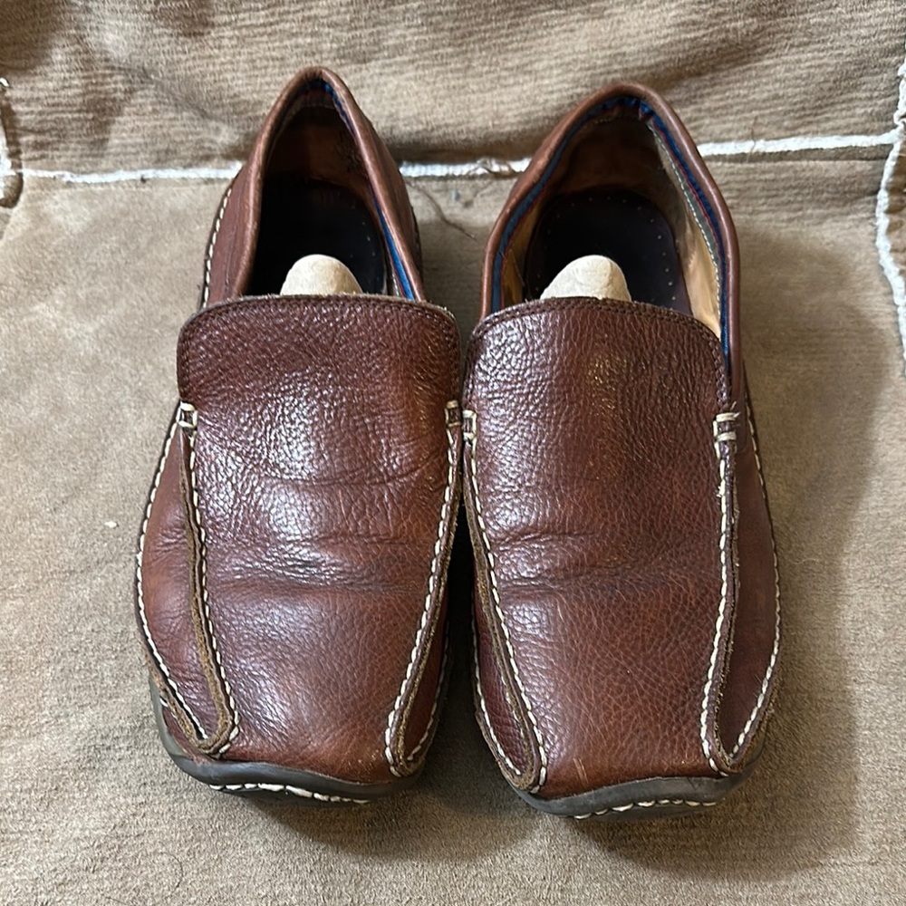Men’s Bayside Brown Leather Slip-On Loafers Boat Shoes Size EUR 45 US 12